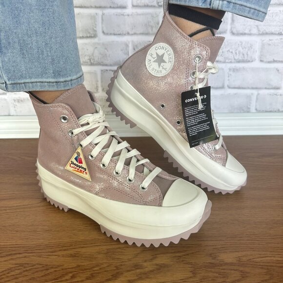 ⭐Converse Run Star Hike Hi Platform Glitter 9.5 Women Shoes Sneaker Pink A11578C - Picture 2 of 12